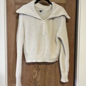 American Eagle off white chunky knit half zip sweater, size small